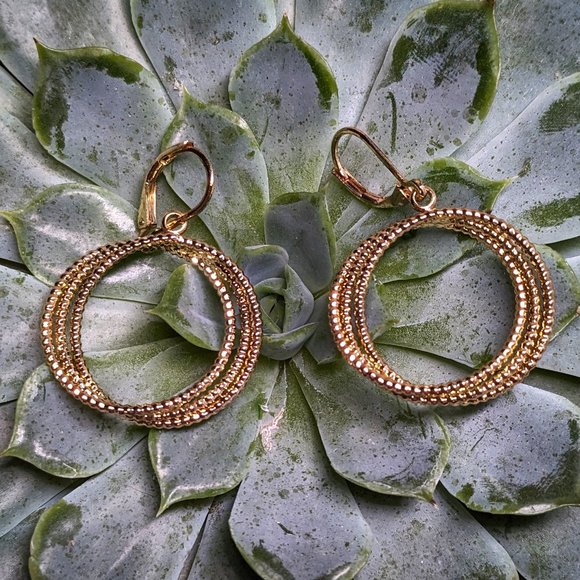 NWT ANNE KLEIN Gold Tone Drop Circle Earrings - Picture 5 of 6